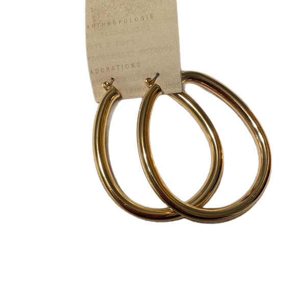 Anthropologie Jewelry Anthropologie Oblong Hoop Earrings Gold Nwt